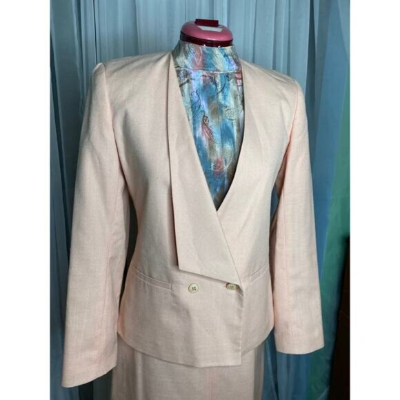 Adolfo Esprit suit mock neck blouse vintage 1980s pink - Picture 11 of 16